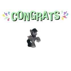 Size: 1024x1024 | Tagged: safe, artist:doodlesinky, edit, oc, oc only, oc:inky doodles, pegasus, blind bag pony, congratulations, figurine, huh, nonsense, pegasus oc, simple background, solo, toy, white background, wtf