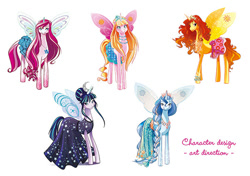 Size: 600x422 | Tagged: safe, artist:danielle star, alicorn, barely pony related, cleo (melowy), cora (melowy), electra (melowy), female, mare, maya (melowy), melowy, selena (melowy), simple background, white background