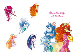 Size: 600x422 | Tagged: safe, artist:danielle star, alicorn, barely pony related, bipedal, cleo (melowy), cora (melowy), electra (melowy), female, mare, maya (melowy), melowy, selena (melowy), simple background, white background