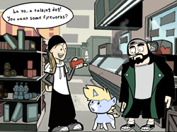 Size: 1158x866 | Tagged: safe, artist:nootaz, oc, oc:nootaz, clerks, indoors, jay, silent bob, style emulation