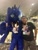 Size: 720x960 | Tagged: safe, artist:atalonthedeer, princess luna, human, g4, badge, convention, duo focus, fursuit, indoors, irl, irl human, jewelry, photo, ponysuit, regalia