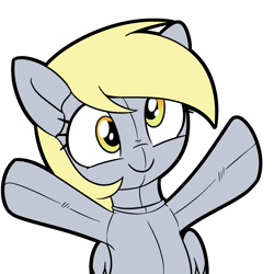 Size: 2000x2000 | Tagged: safe, derpy hooves, pegasus, pony, g4, bust, female, folded wings, mare, plushie, portrait, raised arms, simple background, solo, transparent background, wings