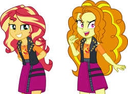 Size: 3378x2500 | Tagged: safe, alternate version, artist:limedazzle, adagio dazzle, sunset shimmer, equestria girls, g4, clothes swap, it was me dio, jojo's bizarre adventure, meme, pink skirt, simple background, transparent background