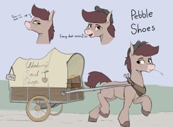 Size: 2193x1614 | Tagged: safe, artist:renderpoint, oc, oc only, oc:pebble shoes, donkey, donkey oc, solo, straw in mouth, wagon