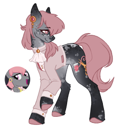 Size: 1000x1000 | Tagged: safe, artist:kazmuun, prim hemline, earth pony, pony, series:kazmuun's drawing every pony, g4, alternate hairstyle, anatomically incorrect, blaze (coat marking), brooch, clothes, coat markings, colored, colored eartips, colored eyelashes, colored hooves, colored lineart, countershading, dappled, dappled gray, dorsal stripe, ear markings, ear piercing, earring, ears back, eyebrows, eyebrows visible through hair, eyelashes, facial markings, female, fetlock tuft, flat colors, freckles, gradient ears, heart, heart eyes, hock fluff, hooves, incorrect leg anatomy, jacket, jewelry, leg fluff, leg markings, long legs, mare, markings, neck fluff, piercing, pink hooves, pink mane, pink tail, profile, raised hoof, red eyelashes, redesign, screencap reference, shirt, signature, simple background, slender, solo, standing on three hooves, tail, thin, transparent background, turned head, unshorn fetlocks, white pupils, white text, wingding eyes