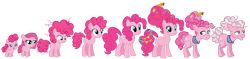 Size: 1538x360 | Tagged: safe, artist:dazzle, pinkie pie, earth pony, pony, g4, 5-year-old, adult, age progression, baby, baby pony, curly mane, elderly, female, filly, filly pinkie pie, foal, mare, older, older pinkie pie, pinkamena diane pie, pixel-crisp art, sequence, simple background, solo, teenager, transparent background, younger