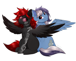 Size: 4000x3200 | Tagged: safe, artist:decemberbreeze, oc, oc only, oc:julia, oc:julia_sunlight, oc:silver lightning, pegasus, pony, duo, pegasus oc, simple background, transparent background