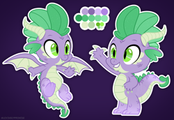 Size: 2905x2000 | Tagged: safe, artist:lovinglypromise, spike, dragon, g4, alternate design, cute, male, reference sheet, solo, spikabetes, winged spike, wingless spike, wings