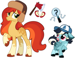 Size: 2562x1979 | Tagged: safe, artist:strawberry-spritz, earth pony, pegasus, pony, g4, cloven hooves, colt, dipper pines, female, foal, gravity falls, male, mare, ponified, simple background, teenager, transparent background, wendy corduroy