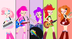 Size: 1024x563 | Tagged: safe, artist:duskthenightmaren, applejack, fluttershy, pinkie pie, rainbow dash, rarity, oc, oc only, equestria girls, g4, equestria girls oc, equestria girls-ified, recolor, solo