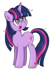 Size: 989x1359 | Tagged: safe, artist:czscribbles, twilight sparkle, pony, unicorn, g4, cute, female, glasses, horn, looking up, mare, open mouth, simple background, smiling, solo, transparent background, twiabetes, unicorn twilight