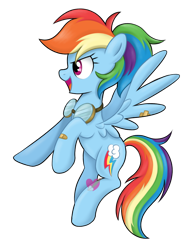 Size: 1040x1367 | Tagged: safe, artist:czscribbles, rainbow dash, pegasus, pony, g4, alternate hairstyle, aviator goggles, bandaid, cute, dashabetes, female, flying, goggles, mare, open mouth, ponytail, side view, simple background, smiling, solo, spread wings, transparent background, wings