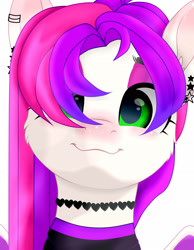 Size: 2240x2880 | Tagged: safe, artist:naoto yazarän, oc, bat pony, pony, collar, ear piercing, makeup, piercing