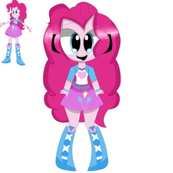 Size: 894x894 | Tagged: safe, artist:mexrlinarts, pinkie pie, equestria girls, g4, boots, clothes, high heel boots, jacket, shirt, shoes, simple background, skirt, vest, white background