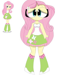 Size: 894x894 | Tagged: safe, artist:mexrlinarts, fluttershy, equestria girls, g4, boots, clothes, high heel boots, shirt, shoes, simple background, skirt, socks, white background