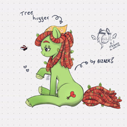 Size: 1752x1752 | Tagged: safe, artist:sizack, tree hugger, earth pony, insect, ladybug, pony, g4, bandana, doodle, dreadlocks, female, heart, raised hoof, signature, simple background, smiling, solo, text