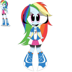 Size: 894x894 | Tagged: safe, artist:mexrlinarts, rainbow dash, equestria girls, g4, boots, clothes, jacket, shirt, shoes, simple background, skirt, socks, solo, vest, white background