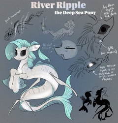 Size: 3150x3276 | Tagged: safe, artist:opalacorn, oc, oc only, oc:river ripple, original species, seapony (g4), black sclera, text