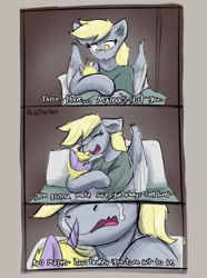 Size: 1974x2656 | Tagged: safe, artist:reddthebat, derpy hooves, dinky hooves, pegasus, pony, unicorn, g4, baby, baby pony, comic, crying, dialogue, duo, duo female, equestria's best mother, feels, female, filly, foal, heartwarming, holding a pony, horn, khyleri, mare, mother and child, mother and daughter, newborn