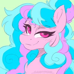 Size: 2048x2048 | Tagged: safe, artist:_candypone_, oc, oc only, oc:lillith, pegasus, pony, bust, chest fluff, female, mare, pegasus oc, portrait, simple background, smiling, solo