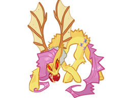 Size: 1650x1275 | Tagged: safe, alternate version, artist:koidial, fluttershy, bat pony, pony, g4, alternate design, apple, back fluff, bat ponified, big ears, big eyes, body fluff, brown eyelashes, brown wings, butt fluff, chest fluff, colored, colored chest fluff, colored lineart, colored pupils, colored sclera, colored wings, concave belly, eye clipping through hair, eyelashes, female, flat colors, flutterbat, food, hock fluff, hunched over, long mane, long tail, mare, narrowed eyes, no catchlights, pink mane, pink tail, race swap, red eyes, requested art, shiny eyelashes, shiny mane, shiny tail, signature, simple background, solo, spiky mane, spiky tail, spread wings, tail, transparent background, two toned wings, wing markings, wings, yellow coat, yellow pupils