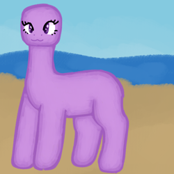 Size: 2048x2048 | Tagged: safe, artist:bigfuzzyfloof, earth pony, pony, bald, baldlight sparkle, female, mare, outdoors, roblox, sand, solo, water