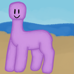 Size: 755x755 | Tagged: safe, artist:bigfuzzyfloof, earth pony, pony, bald, baldlight sparkle, female, mare, outdoors, roblox, sand, solo, water