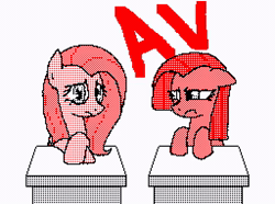 Size: 512x384 | Tagged: safe, artist:brittany robinson, derpy hooves, fluttershy, pinkie pie, earth pony, pegasus, pony, g4, angry, animated, crying, female, flipnote studio, mare, pinkamena diane pie, school, screaming, sound warning, trio, webm