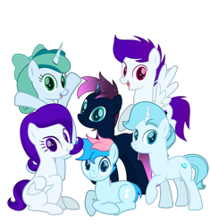 Size: 3760x4000 | Tagged: safe, artist:ramixe dash, oc, oc only, oc:blue chewings, oc:crystal heart g5, oc:lightning stars, oc:osiris eclipse, oc:prixy, oc:violet sparkle, earth pony, pegasus, pony, unicorn, g4, g5, base used, g5 to g4, generation leap, horn, simple background, text, transparent background, watermark