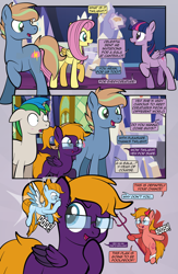 Size: 1920x2948 | Tagged: safe, artist:alexdti, fluttershy, twilight sparkle, oc, oc:aqua lux, oc:brainstorm (alexdti), oc:purple creativity, oc:star logic, oc:warm focus, alicorn, angel, devil, pony, comic:quest for friendship retold, g4, shoulder angel, shoulder devil, twilight sparkle (alicorn)