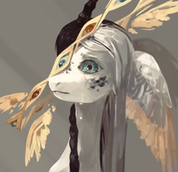 Size: 2861x2768 | Tagged: safe, artist:sivelu, oc, oc only, angel, angel pony, original species, pony, biblically accurate angels, bust, crying, female, halo, horn, mare, multiple eyes, multiple wings, ophanim, solo, wing ears, wings