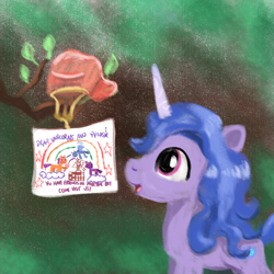 Size: 800x801 | Tagged: safe, artist:addelum, izzy moonbow, pony, unicorn, g5, my little pony: a new generation, atg 2024, female, filly, foal, horn, lantern, letter, mare, newbie artist training grounds, paper, sky lantern, solo