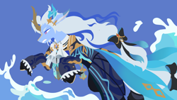 Size: 3840x2160 | Tagged: safe, artist:brainiac, kirin, genshin impact, lineless, male, neuvillette (genshin impact), solo, wip