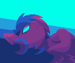 Size: 1408x1184 | Tagged: safe, artist:danvo, oc, oc only, oc:danvoolka, pegasus, pony, digital art, gradient background, headphones, limited palette, lineless, male, pixel art, solo, tired