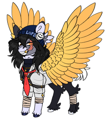 Size: 1280x1397 | Tagged: safe, artist:malinraf1615, oc, oc only, oc:quackity, pegasus, clothes, colored wings, scar, simple background, solo, transparent background, wings