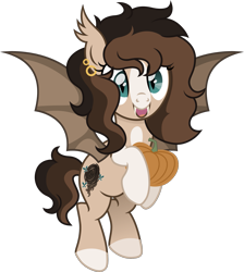 Size: 1479x1651 | Tagged: safe, artist:cirillaq, oc, oc only, oc:ryolit, bat pony, pony, female, mare, pumpkin, simple background, solo, transparent background, vector