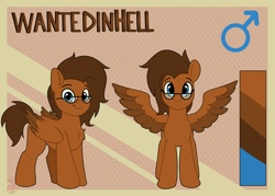 Size: 3536x2529 | Tagged: safe, artist:joaothejohn, oc, oc only, oc:wantedinhell, pegasus, pony, commission, cute, front view, glasses, looking at you, male, pegasus oc, reference sheet, solo, spread wings, text, wings