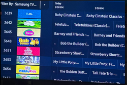 Size: 1272x854 | Tagged: safe, g4, g5, barney and friends, bob the builder, logo, my little pony logo, no pony, photo, picture of a screen, samsung, samsung tv, screen, strawberry shortcake, strawberry shortcake berry in the big city, teletubbies, television, title card