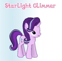 Size: 500x489 | Tagged: safe, gameloft, starlight glimmer, pony, unicorn, g4, gradient background, horn, name, solo