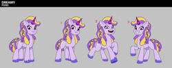 Size: 3184x1264 | Tagged: safe, dreamy (g5), pony, unicorn, g5, my little pony: tell your tale, female, horn, mare, quadrupedal, reference sheet