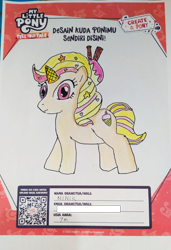 Size: 2168x3168 | Tagged: safe, sundae (g5), pony, unicorn, g5, my little pony: tell your tale, female, horn, mare, my little pony logo, photo, traditional art