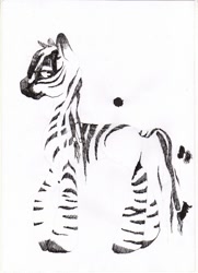 Size: 871x1200 | Tagged: safe, artist:wolfiedrawie, oc, oc only, zebra, black and white, grayscale, monochrome, simple background, solo, traditional art, white background