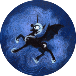 Size: 1024x1024 | Tagged: safe, artist:wolfiedrawie, nightmare moon, alicorn, bat pony, bat pony alicorn, pony, g4, badge, bat wings, female, helmet, hoof shoes, horn, mare, peytral, solo, wings