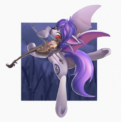 Size: 2189x2200 | Tagged: safe, artist:v-nico, oc, oc only, bat pony, pony, bat pony oc, musical instrument, solo