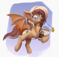 Size: 1269x1240 | Tagged: safe, artist:v-nico, oc, oc only, bat pony, pony, bat pony oc, eating, solo