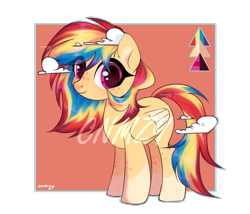 Size: 1527x1305 | Tagged: safe, oc, oc only, pegasus, pony, g4, adoptable, adoptable open, auction, auction open, cloud, cute, female, for sale, happy, light skin, multicolored hair, multicolored mane, pegasus oc, purple eyes, rainbow hair, rainbow tail, sale, simple background, smiling, solo, tail, transparent background