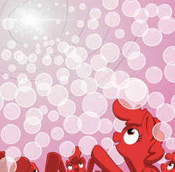 Size: 1512x1488 | Tagged: safe, artist:eels, oc, oc only, oc:b positive, original species, pony, g4, biochemistry, blood, blood cell, bubble, chemistry, crowd, female, group, happy, il était une fois la vie, mare, micro, oxygen, ponified, red blood cell, sextet, sextet female