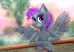 Size: 1024x724 | Tagged: safe, artist:ibelieveicanfly88, oc, oc:morning glory (project horizons), pegasus, pony, fallout equestria, fallout equestria: project horizons, fanfic art, female, female oc, mare, mare oc, outdoors, pegasus oc, solo, spread wings, wings