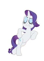 Size: 409x563 | Tagged: safe, edit, edited screencap, editor:trains1216, screencap, rarity, pony, unicorn, g4, my little pony: friendship is magic, background removed, bipedal, bipedal leaning, eyes closed, female, gritted teeth, horn, leaning, mare, pose, simple background, solo, teeth, transparent background