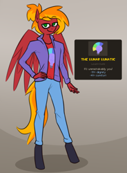 Size: 1821x2478 | Tagged: safe, artist:moonatik, oc, oc only, oc:moonatik, pegasus, anthro, unguligrade anthro, anthro oc, clothes, glasses, hair bun, hoodie, male, outfit, pegasus oc, solo, stallion, team fortress 2